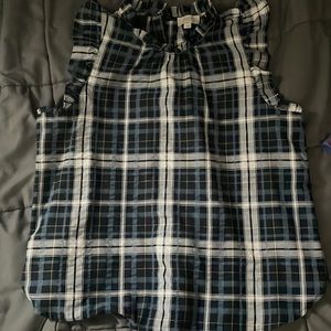 Navy plaid sleeveless Loft outlet blouse